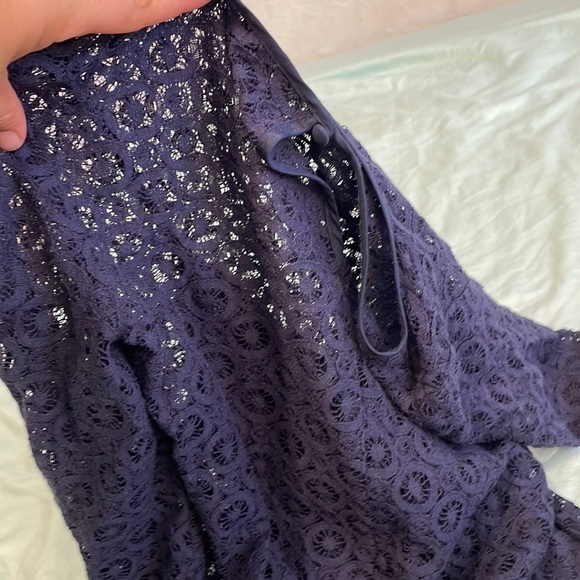 LAUNDRY by SHELLI SEGAL sz 4 Navy Blue lace overlay dress with camisole slip - Picture 6 of 9